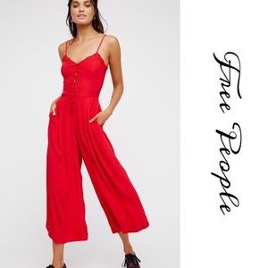 FREE PEOPLE X EILEEN JUMPSUIT ROMPER PANTS CORAL